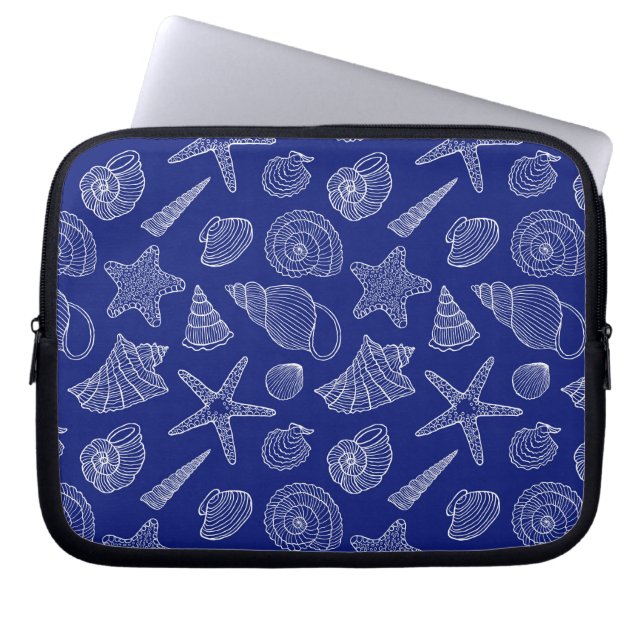Bright Blue Shell Pattern Laptop Sleeve (Front)