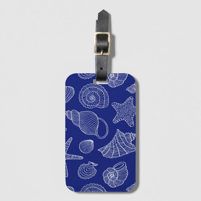 Bright Blue Shell Pattern Luggage Tag (Front Vertical)