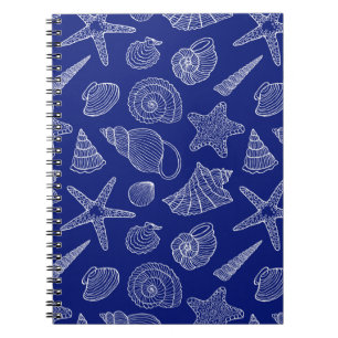 Bright Blue Shell Pattern Notebook