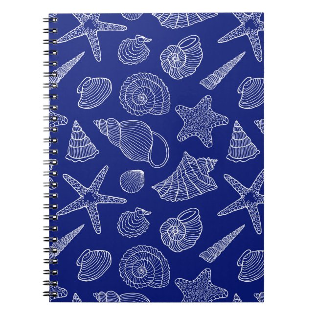 Bright Blue Shell Pattern Notebook (Front)