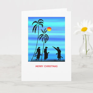 Bright Blue, Silhouette Shepherds Christmas Card