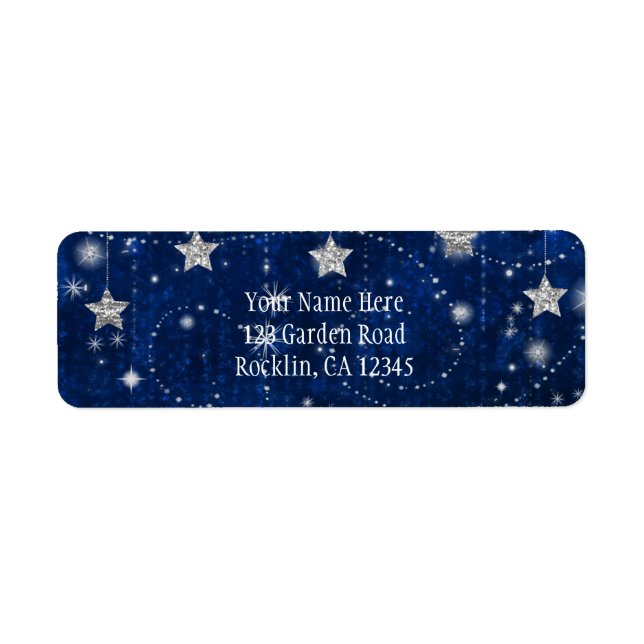 Bright Blue & Silver Starry Celestial Invitation (Front)