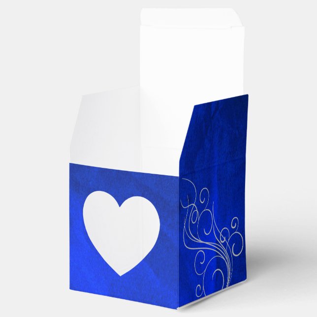 Bright Blue Silver Swirl Heart Favour Box (Opened)