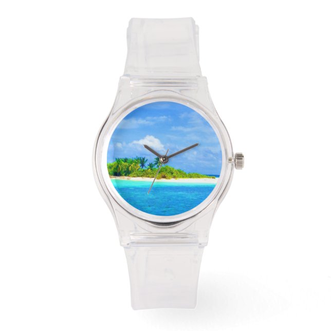 Bright Blue Sky Tropical Island Watch (Front)