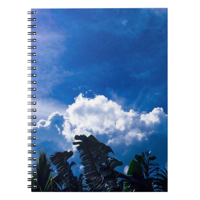 Bright Blue Sky With Clouds Notebook (Front)