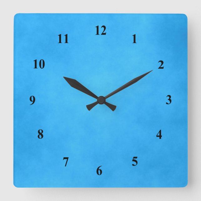 Bright Blue Square Wall Clock (Front)