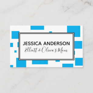Bright Blue Squares Mommy Play Date Calling Card