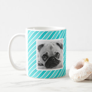 Bright Blue Stripe Pattern Custom Photo Mug
