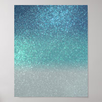 Bright Blue Teal Sparkly Glitter Ombre Gradient