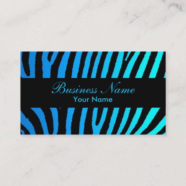 Bright blue teal zebra stripes custom cards (Front)