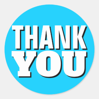 Bright Blue Thank You Simple Classic Round Sticker