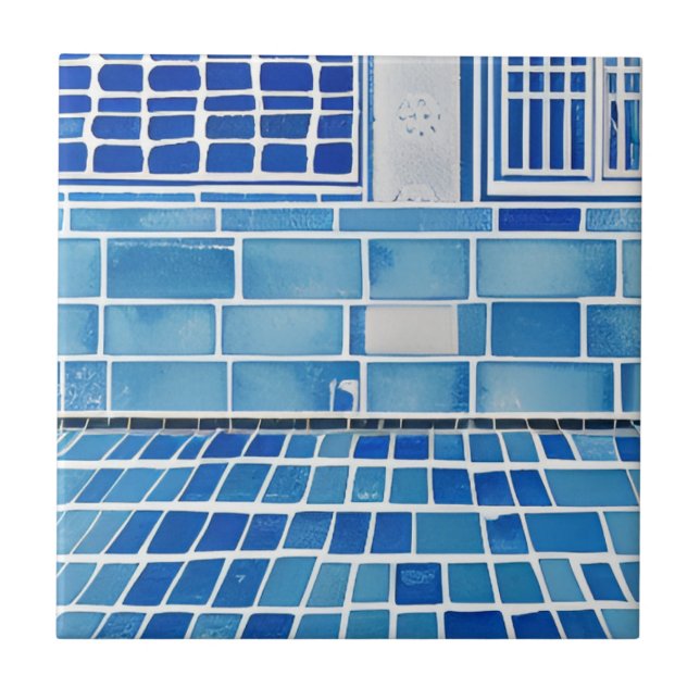 Bright blue tiles wall (Front)