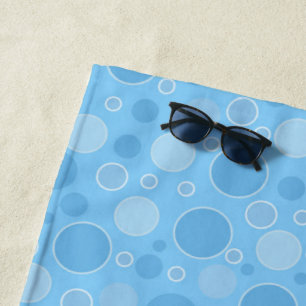 bright blue tones with polka dots in retro sixties beach towel