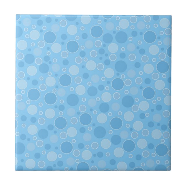 bright blue tones with polka dots in retro sixties tile (Front)
