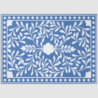 Bright Blue Traditional Bone Inlay Decoupage Paper