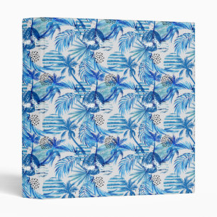 Bright Blue Tropical Watercolor Pattern Binder
