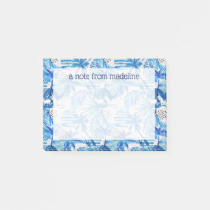 Bright Blue Tropical Watercolor Pattern Post-it Notes