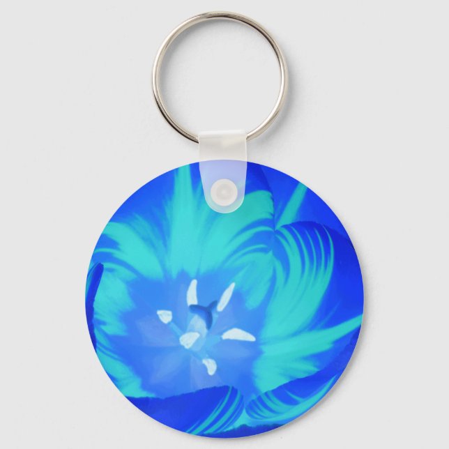 Bright Blue Tulip Keychain (Front)