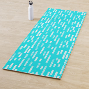Bright Blue/Turquoise Inky Rounded Lines Pattern Yoga Mat