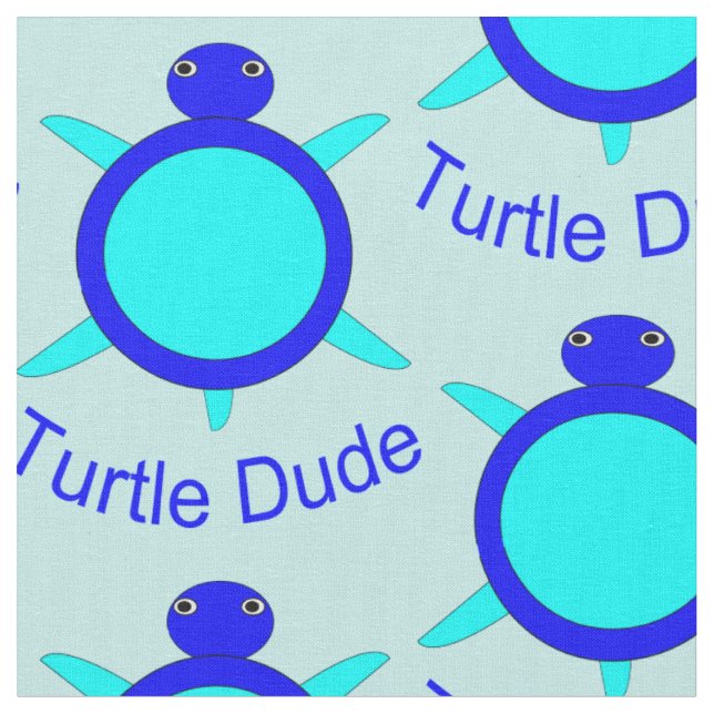Bright Blue Turtle Dude Craft Fabric (Close Up)