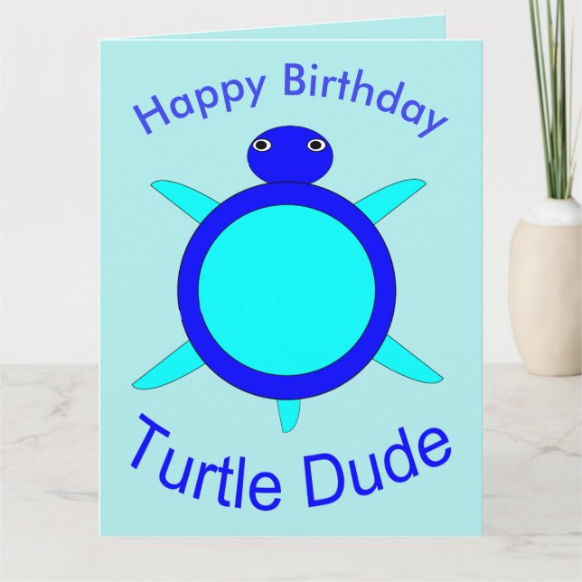 Bright Blue Turtle Dude Custom Card (Front)
