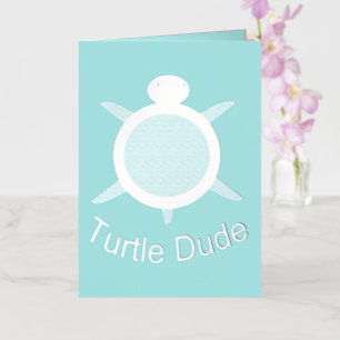 Bright Blue Turtle Dude Custom Foil Greeting Card