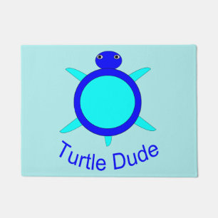 Bright Blue Turtle Dude Doormat
