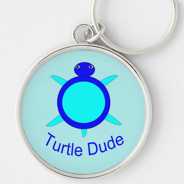 Bright Blue Turtle Dude Keychain (Front)