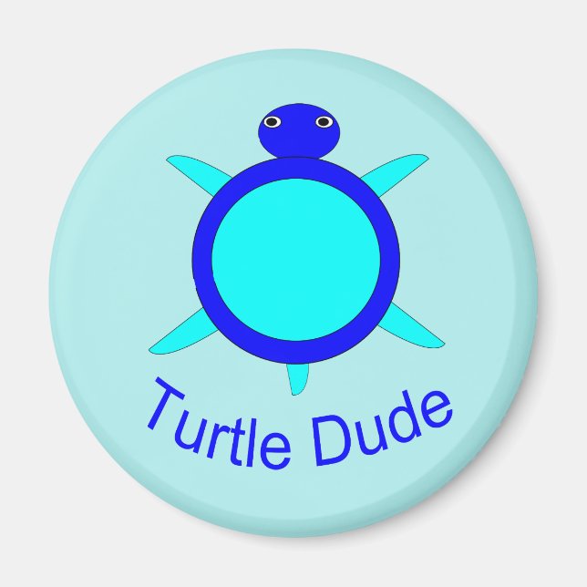 Bright Blue Turtle Dude Magnet (Front)