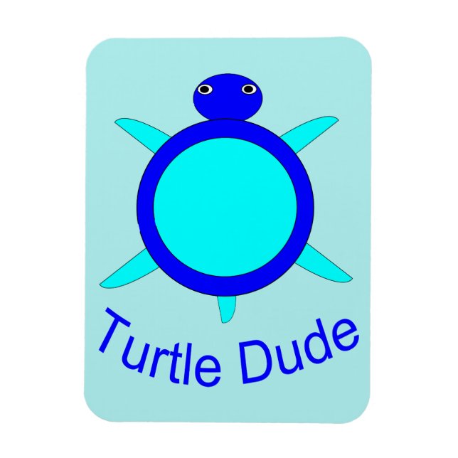 Bright Blue Turtle Dude Magnet (Vertical)
