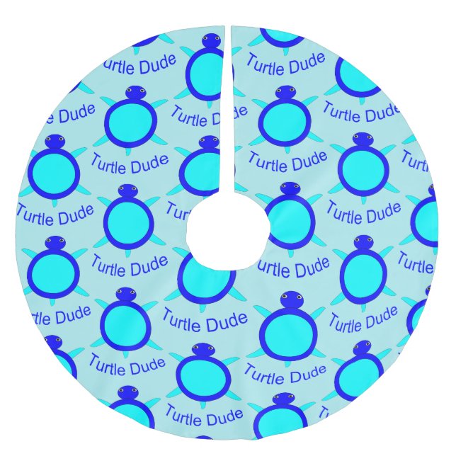 Bright Blue Turtle Dude Tree Skirt (Front)