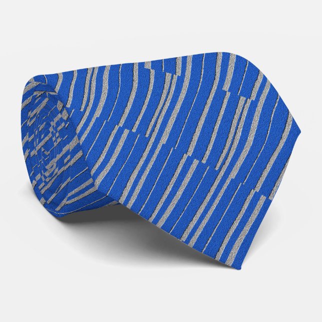 Bright Blue Unique Modern Stripe Pattern Cool Tie (Rolled)