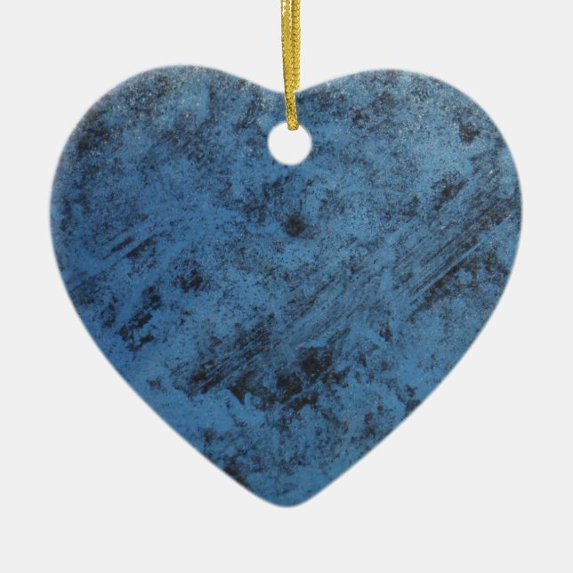 Bright blue vintage ceramic ornament (Front)