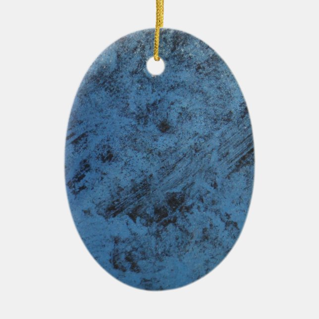 Bright blue vintage ceramic ornament (Front)