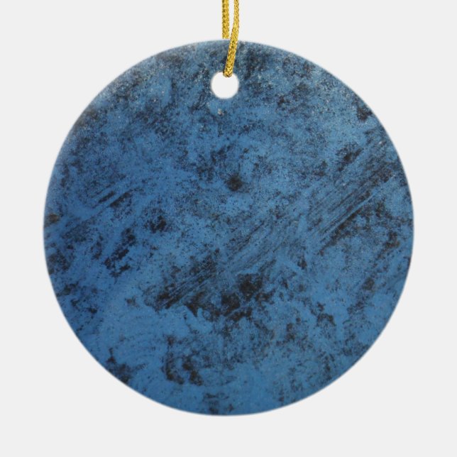 Bright blue vintage ceramic ornament (Front)