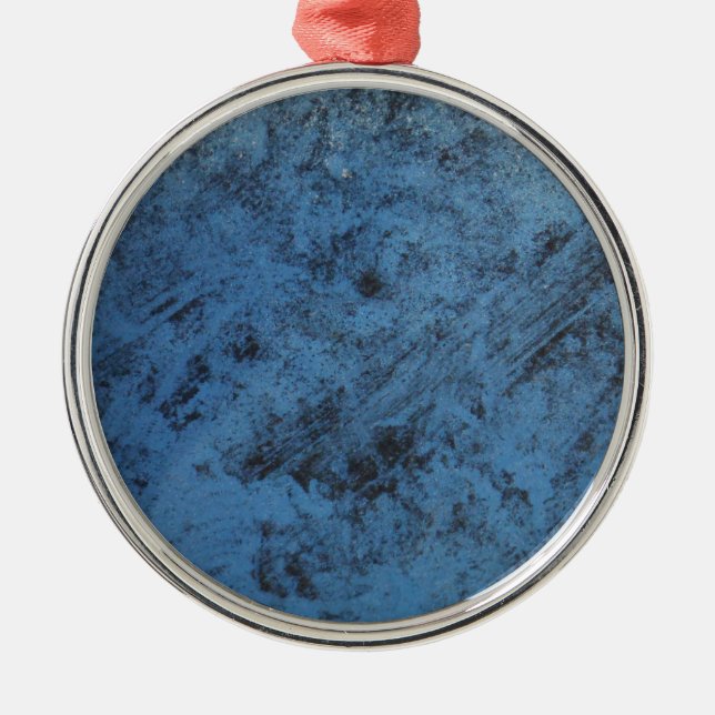 Bright blue vintage metal ornament (Front)