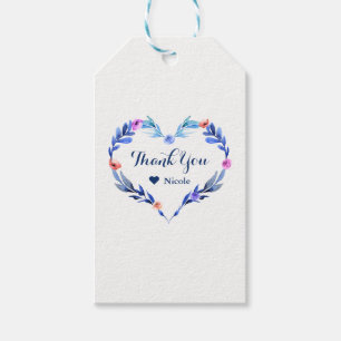 Bright Blue Watercolor Flower Wedding Favour Gift Tags