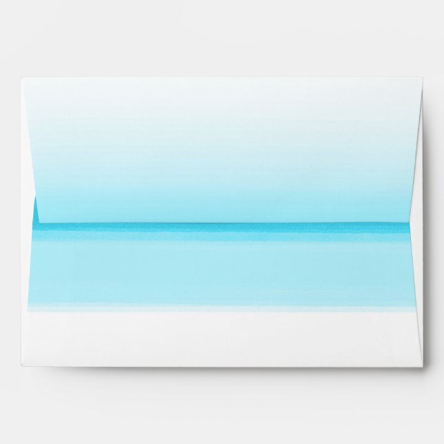 Bright Blue Watercolor Invitation Envelopes (Back (Top Flap))