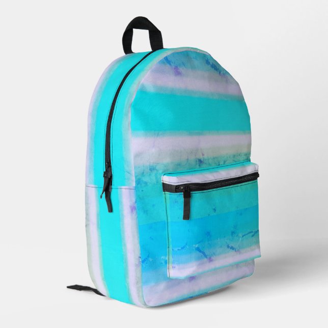 Bright Blue Watercolor Paint on Stone Printed Backpack (Back Corner Left)
