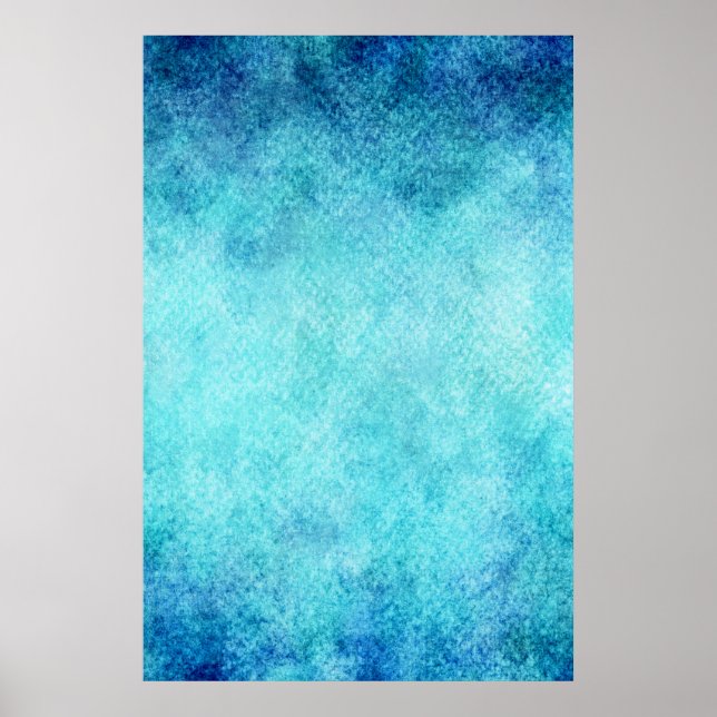Bright Blue Watercolor Personalized Background Poster (Front)