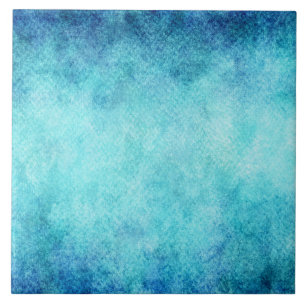 Bright Blue Watercolor Personalized Background Tile
