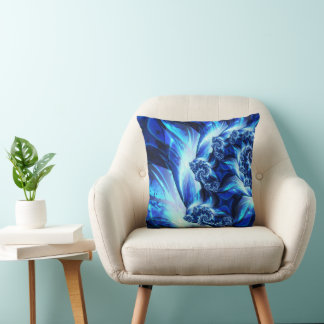 Bright Blue Wave Throw Pillow