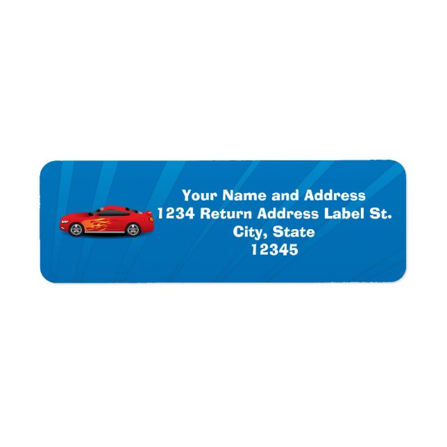 Bright Blue with Red Sports Car Flames Kids Boys (Front)