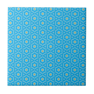 Bright Blue with Yellow Pattern Tile