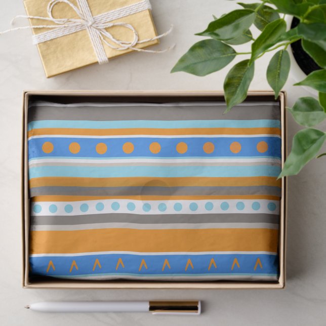 Bright Blue Woodland Tribal Inspired Tissue Paper (Gift)