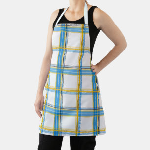 Bright Blue Yellow Plaid Aesthetic Apron