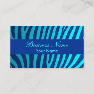 Bright blue zebra stripes custom business cards