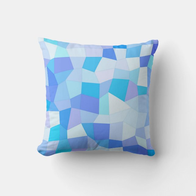 Bright Blues Mosaic Throw Pillow (Front)