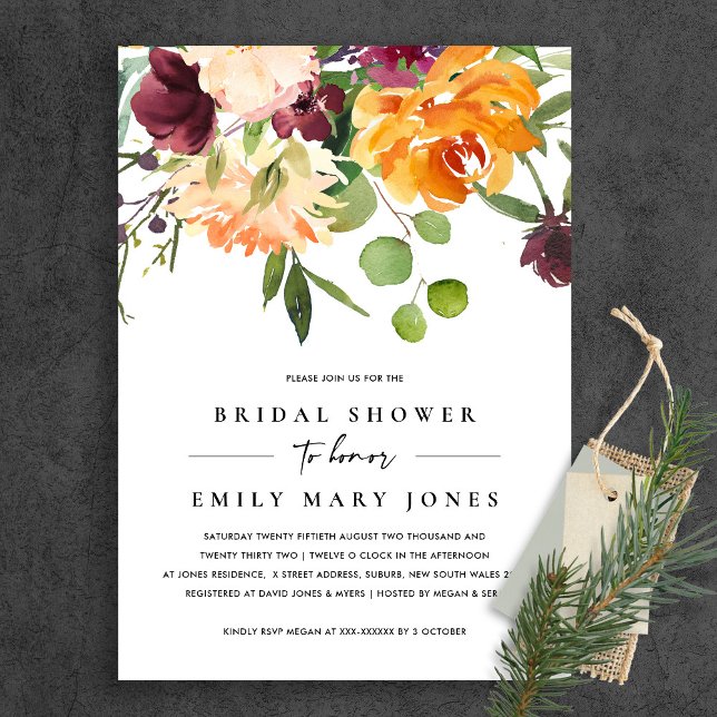 BRIGHT BLUSH YELLOW ORANGE FLORAL BRIDAL SHOWER INVITATION (Creator Uploaded)