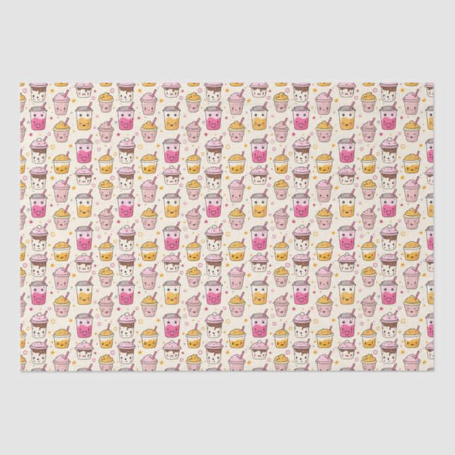 Bright Boba Tea Pattern Tissue Paper (Front)